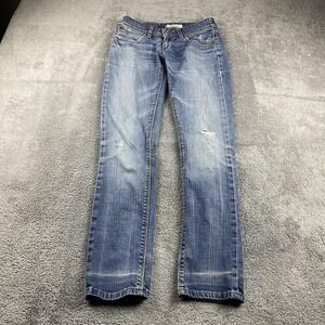 Levi's 571 Slim Fit Jeans Womens 27x29 Blue Medium Wash Low rise Distressed